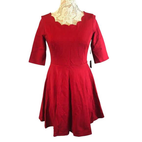 NWT Lulus Tip the Scallops Red Scalloped Skater Dress size large - Picture 3 of 12